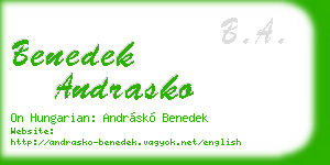 benedek andrasko business card