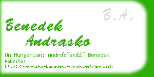 benedek andrasko business card